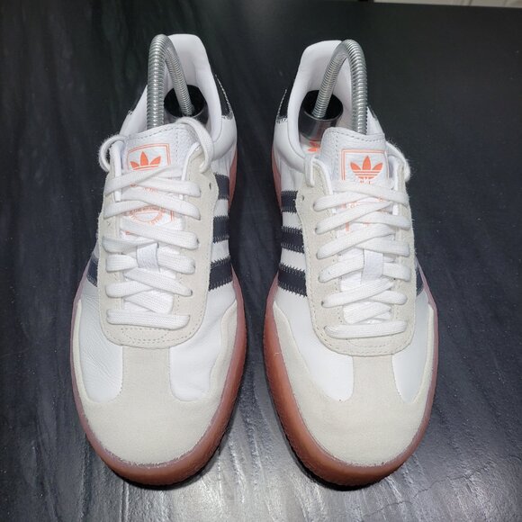 Adidas Samba Sambae Women's Cloud White/Core Black/Semi Coral Gum Sole Sneakers - Picture 16 of 16